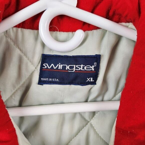 Vtg Swingster Farm & Fleet Logo Red/Blue Coat Men's XL Puffy Made in USA - Picture 4 of 12